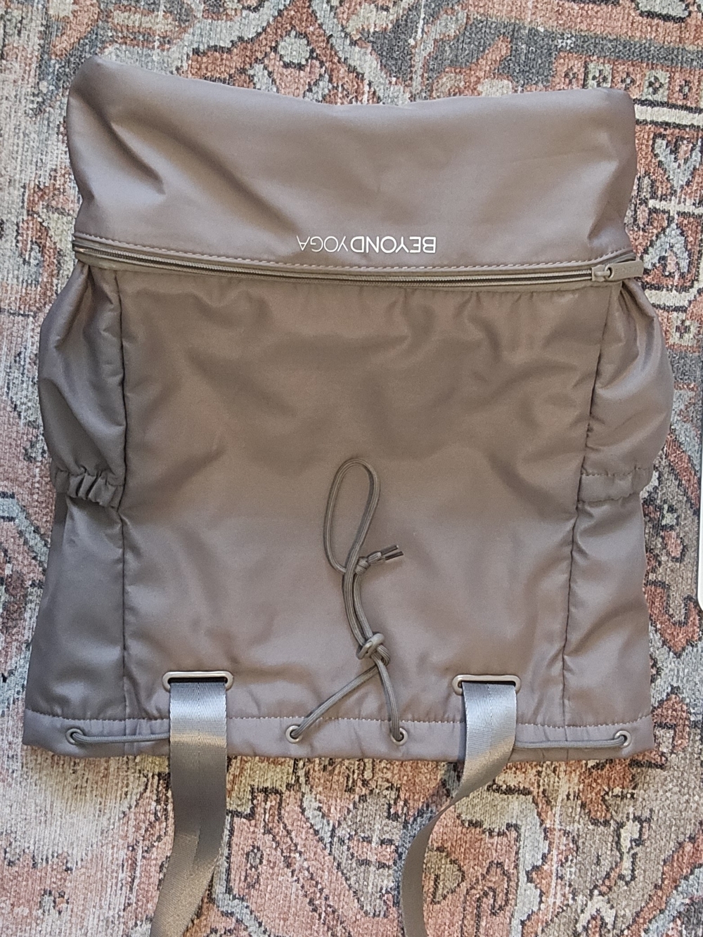 Beyond Yoga Taupe Drawstring Roll-Top Backpack